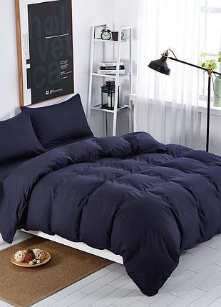 Постельное белье на резинке евро поплин люкс кобальт moonlight