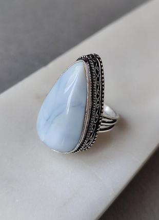 Кільце блакитний опал овайхі. опал овайхі крапля. розмір 17,5. індія.