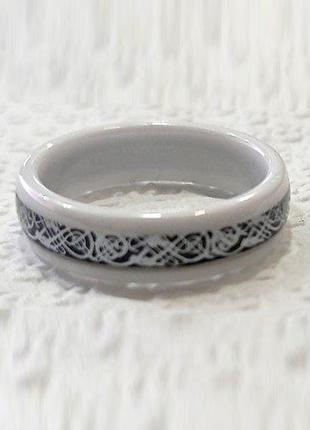 Каблучка біла кераміка з вставкою сталь xuping 6мм