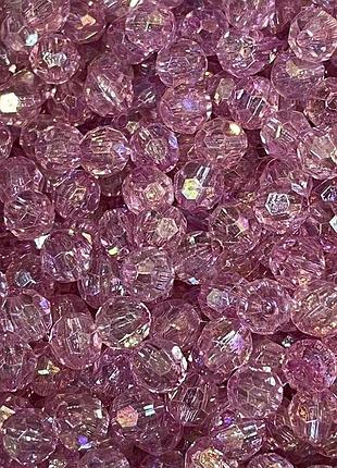 Бусина кришталь (пластик) перламутр 8 мм, упаковка 98-100 шт, ≈ 23 грам, рожевий, рожевий