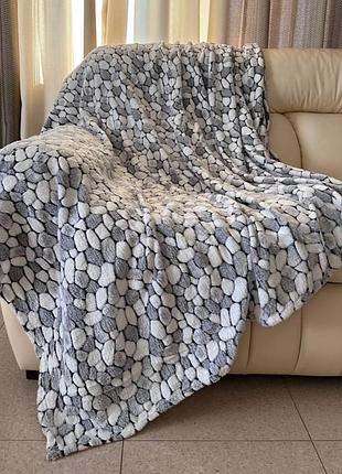 Плед евро koloco "стрижка" 200 х 230 (40769) серо-белые камни