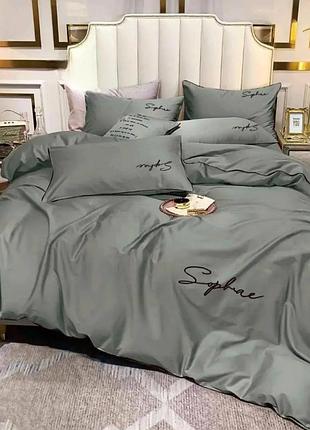 Постельное белье семейное koloco сатин (40704) серый