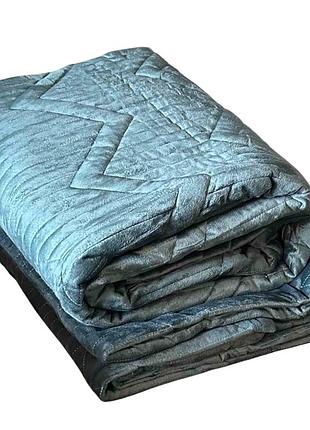 Покрывало велюровое стеганое евро koloco "зигзаги" 220 х 240 см (40534) изумрудный