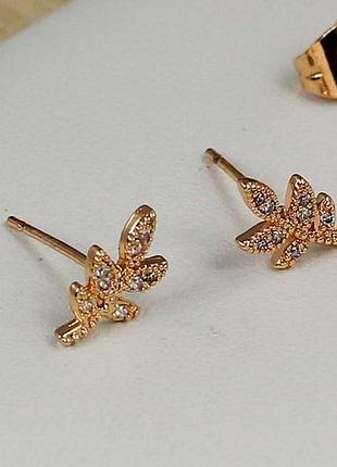 Сережки гвоздики xuping jewelry гілочка 11 мм золотисті