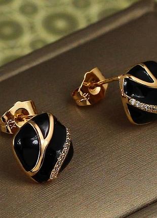 Серьги гвоздики xuping jewelry руна 11 мм золотистые