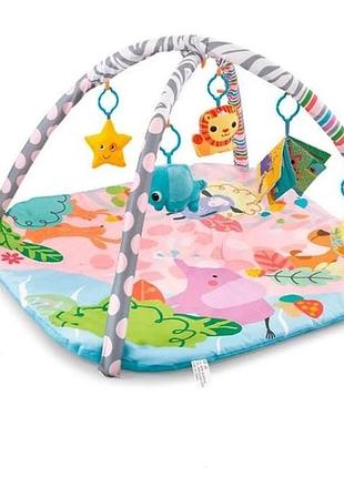 Коврик для младенца jl640-1d с мягкими дугами и подвесками, квадратный розовый