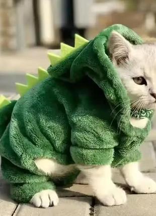 Комбинезон для домашних животных динозаврик хs зеленый