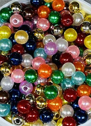 Намистини (пластикові, круглі) ø6 мм, колір-мікс, упаковка ≈20 грам (приблизно 196-210 ш), різнокольоровий