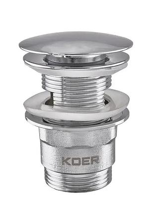 Донный клапан нажимной для раковины koer pw-03-01 с переливом латунь 1 1/4" глянцевый хром kr3394
