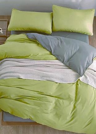 Постельное белье двуспальный поплин люкс микс лайм+циркон moonlight