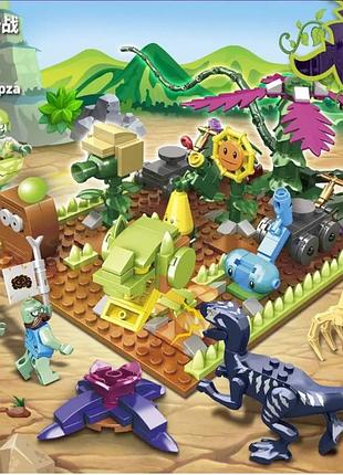 Конструктор набор растения против зомби 417 деталей юрский период plants vs zombies в коробке