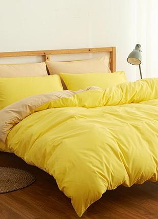 Постельное белье на резинке евро-полуторный поплин люкс микс карамель+лимонад moonlight
