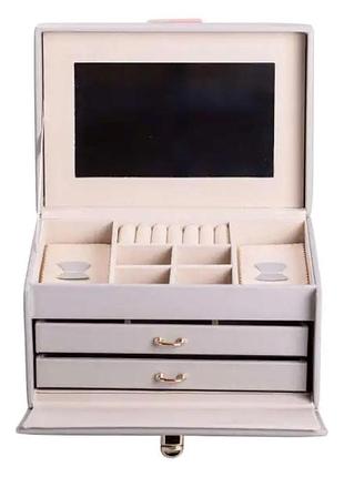 Шкатулка для украшений из эко кожи 3 яруса с зеркалом органайзер для ювелирных изделий hp-5-17g