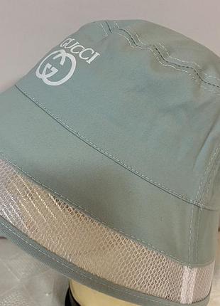 Шляпка панама женская с элементом сетки на полях мятный (светлая бирюза)