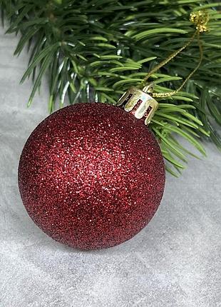 Новорічна куля з блискітками d =4,5 см, колір бордовий, поштучно, бордовий