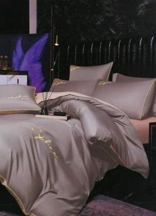 Постельное белье семейное koloco сатин (40718) капучино