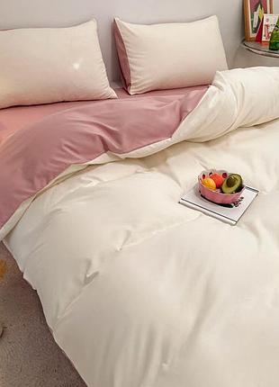 Постільна білизна дует пломбірне морозиво/пудра ранфорс meriset - сімейний