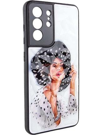 Tpu+pc чохол prisma ladies для samsung galaxy s22 ultra girl in a hat