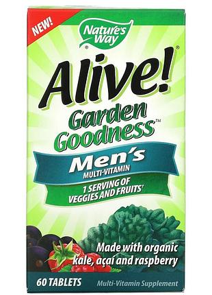 Nature's way, alive! garden goodness, мультивітаміни для чоловіків, 60 таблеток