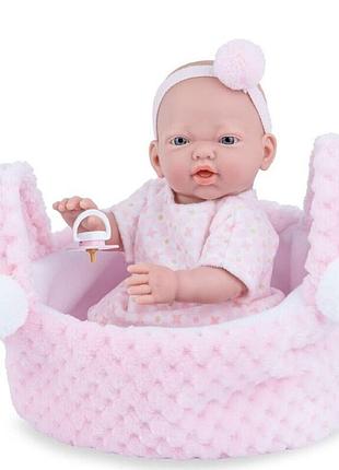 Испанская виниловая кукла пупс marina & pau девочка младенец роза в плетенной корзинке cesta 21 см