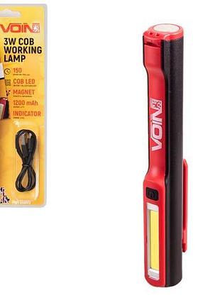 Переносная лампа "voin" vl-102, 3w-cob+3w xpe/акб1200mah/магнит/инд. заряда