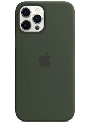 Чохол для apple iphone 12 pro max silicone case magsafe темно-зелений