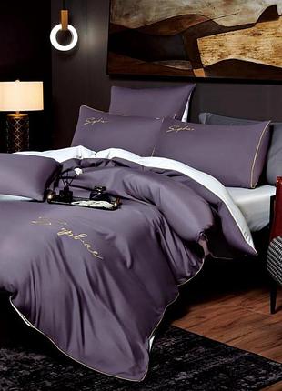 Постільна білизна євро koloco sophae сатин (40685) темно-фіолетовий