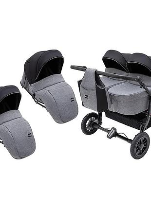 Коляска 2 в 1 для двійнят bair sorento duo bs-04 графіт/чорний