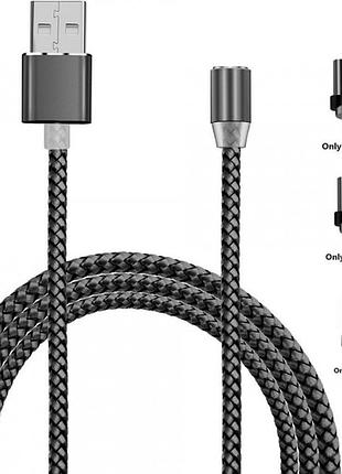 Магнитный кабель 3в1 microusb iphone type-c x-cable 2.1a