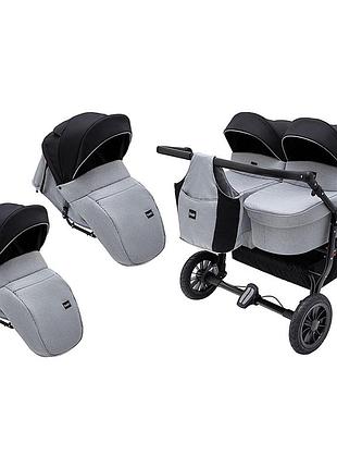 Коляска 2 в 1 для двойни bair sorento duo bs-05 серый / черный