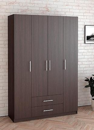 Шкаф для одежды стандарт 2+4 дуб венге магия | высокий шкаф с ящиками и вешалкой корпусный шкаф из лдсп 1900×1285×416 мм