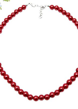 Намисто вишневі перлини довжина 40 см намистинка 8 мм fashion jewelry