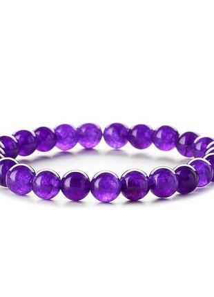 Браслет із натурального фіолетового халцедона