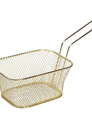 Кошик сервірувальний для картоплі фрі та снеків 14×10×6 см золото hp-19-9-g