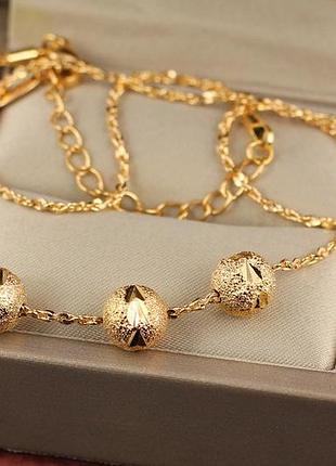Набор xuping jewelry цепь с тремя шариками 8 мм 40 см с добором 5 см золотистый