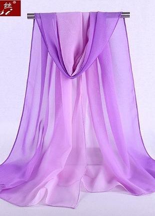 Женский шарф сиреневый 150*50см, шифоновый