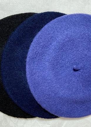 М’який вовняний фетровий берет чорний і блакитний