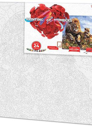 Картина по номерам 40х40, "лев"