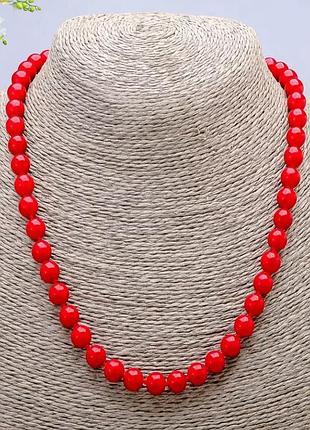 Намисто червоні перлини siena довжина 55+5 см намистинка 8 мм fashion jewelry
