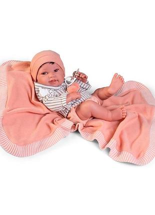 Вініловий іспанський пупс реборн antonio juan новонароджений хлопчик з пледом антоніо хуан 42 см