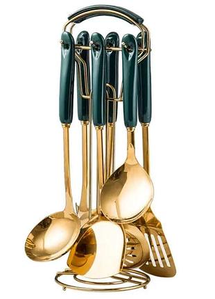 Набор кухонных принадлежностей на подставке 7 предметов кухонные аксессуары на подставке изумрудный hp-20-67