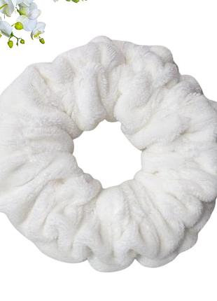 Гумка для волосся велюрова ажур біла hand made ua 8 см