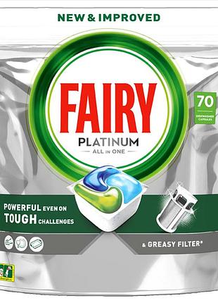 Капсулы для посудомоечных машин fairy platinum green 70 шт (8006540725733)