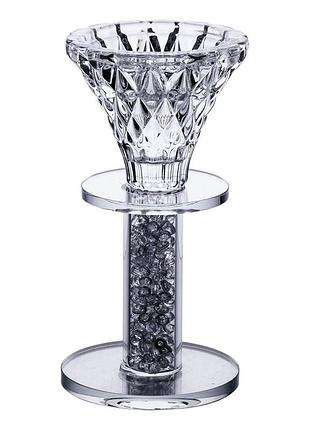 Подсвечник стеклянный на ножке 6×12 см декоративный прозрачный подсвечник на стол hp-4-60m