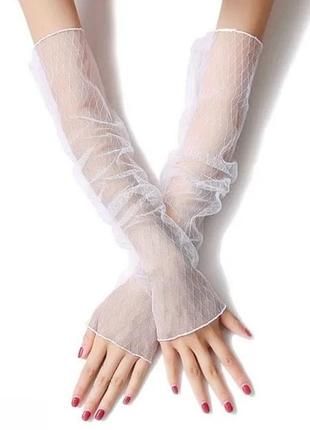 Длинные рукава сетку с рисунком ромб белый (0046)