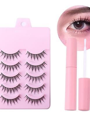 Набір накладних вій 5 пар + клей