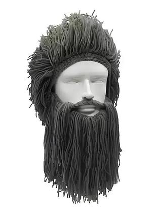 Зимняя шапка викинга reteq с дредами и средней длины бородой серая yousf