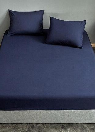 Простынь на резинке 80х190х25см поплин люкс кобальт moonlight