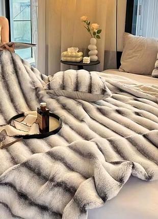 Плед евро корейский стиль кoloco "кролик" ширина полоски 10 см 200 х 230 см (40668) светло-серый