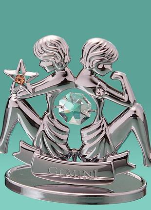 Уцінка,нет коробки.фігурка crystocraft зі стразами swarovski знак зодіак близнюки 8х7 см 0259-001 sl